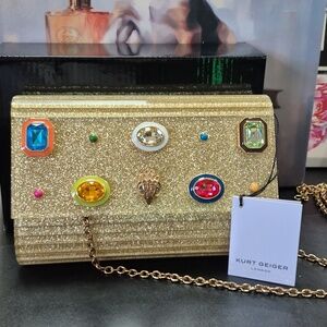New- Kurt Geiger Gold Jeweled Shoulder Bag